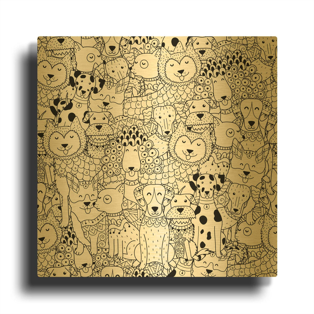 'Coloring Book Dogs' By Luxe Gold Metal Wall Art