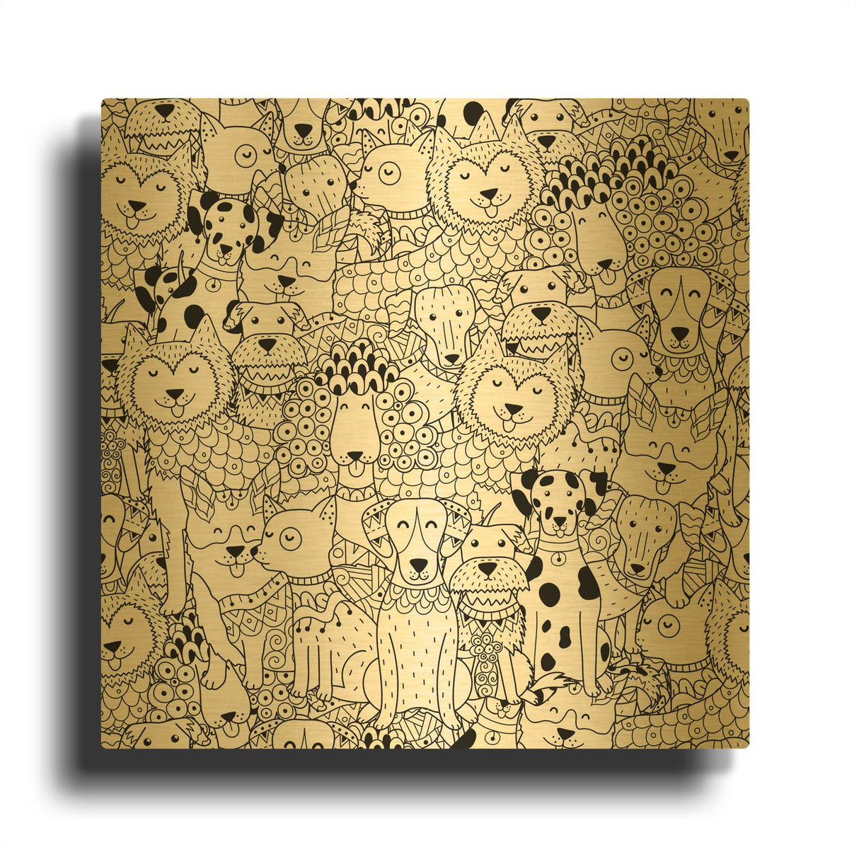 'Coloring Book Dogs' By Luxe Gold Metal Wall Art