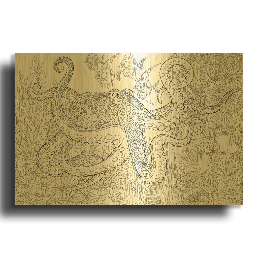 'Coloring Book Octopus' By Luxe Gold Metal Wall Art
