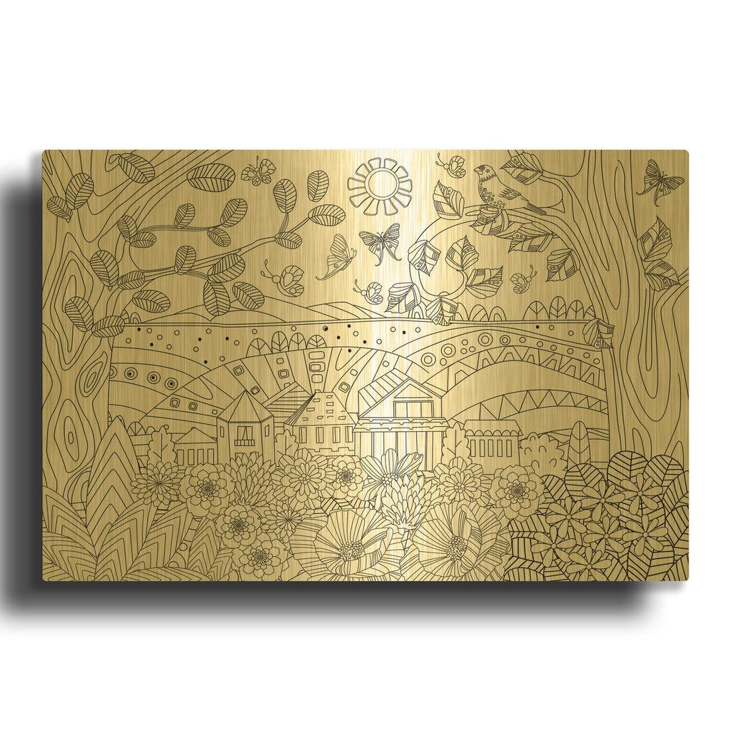 'Coloring Book Town' By Luxe Gold Metal Wall Art