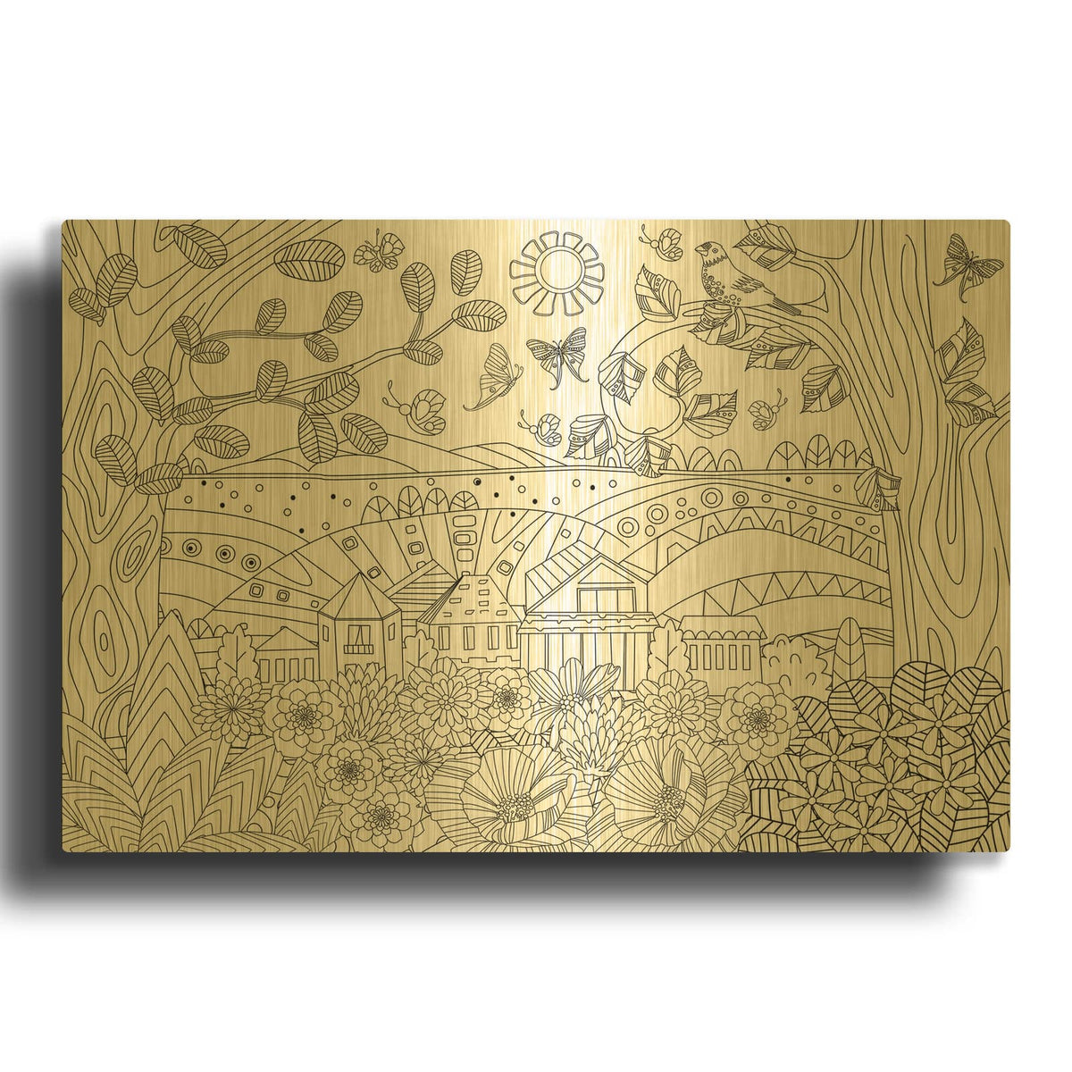 'Coloring Book Town' By Luxe Gold Metal Wall Art