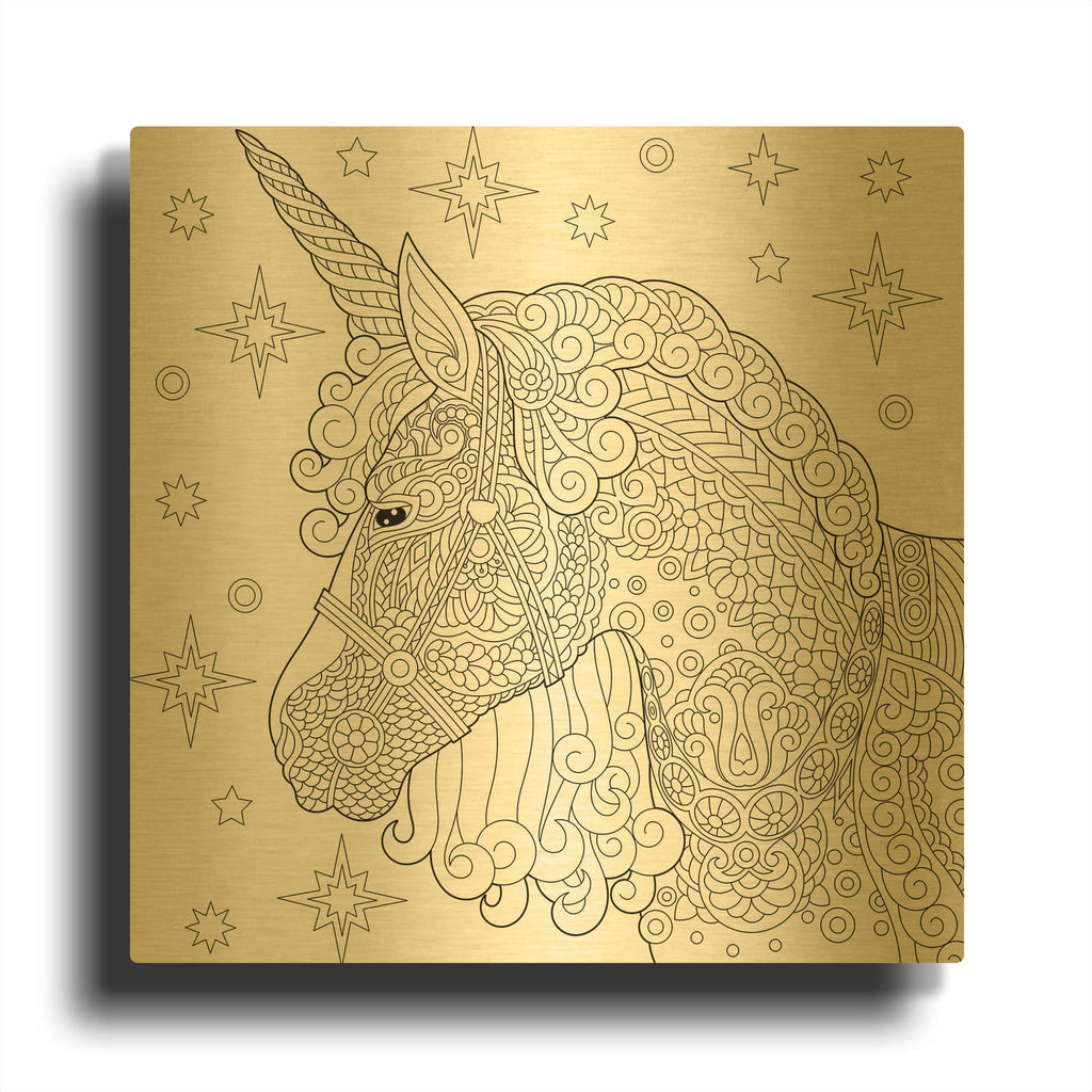 'Coloring Book Unicorn' By Luxe Gold Metal Wall Art