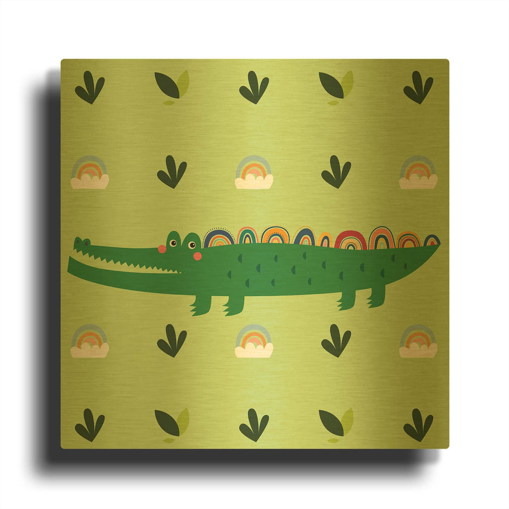 'Cute Cocodrile' By Luxe Gold Metal Wall Art