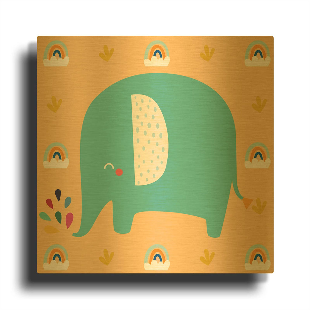 'Cute Elephant' By Luxe Gold Metal Wall Art