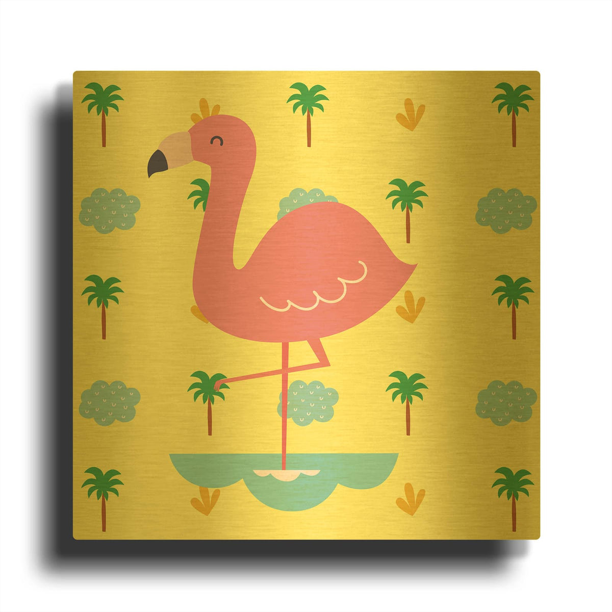 'Cute Flamingo' By Luxe Gold Metal Wall Art