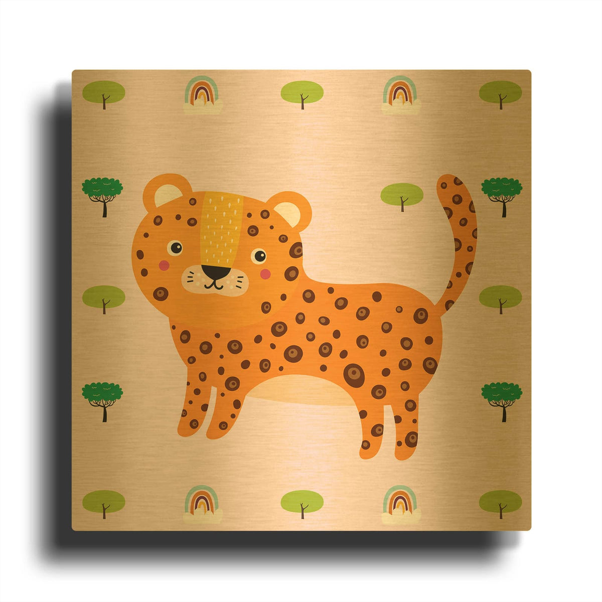 'Cute Leopard' By Luxe Gold Metal Wall Art