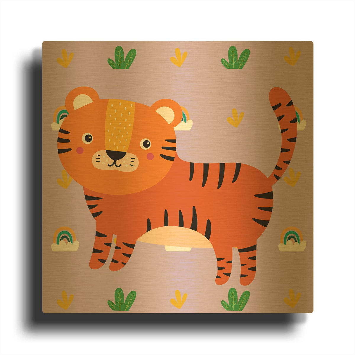 'Cute Tiger' By Luxe Gold Metal Wall Art