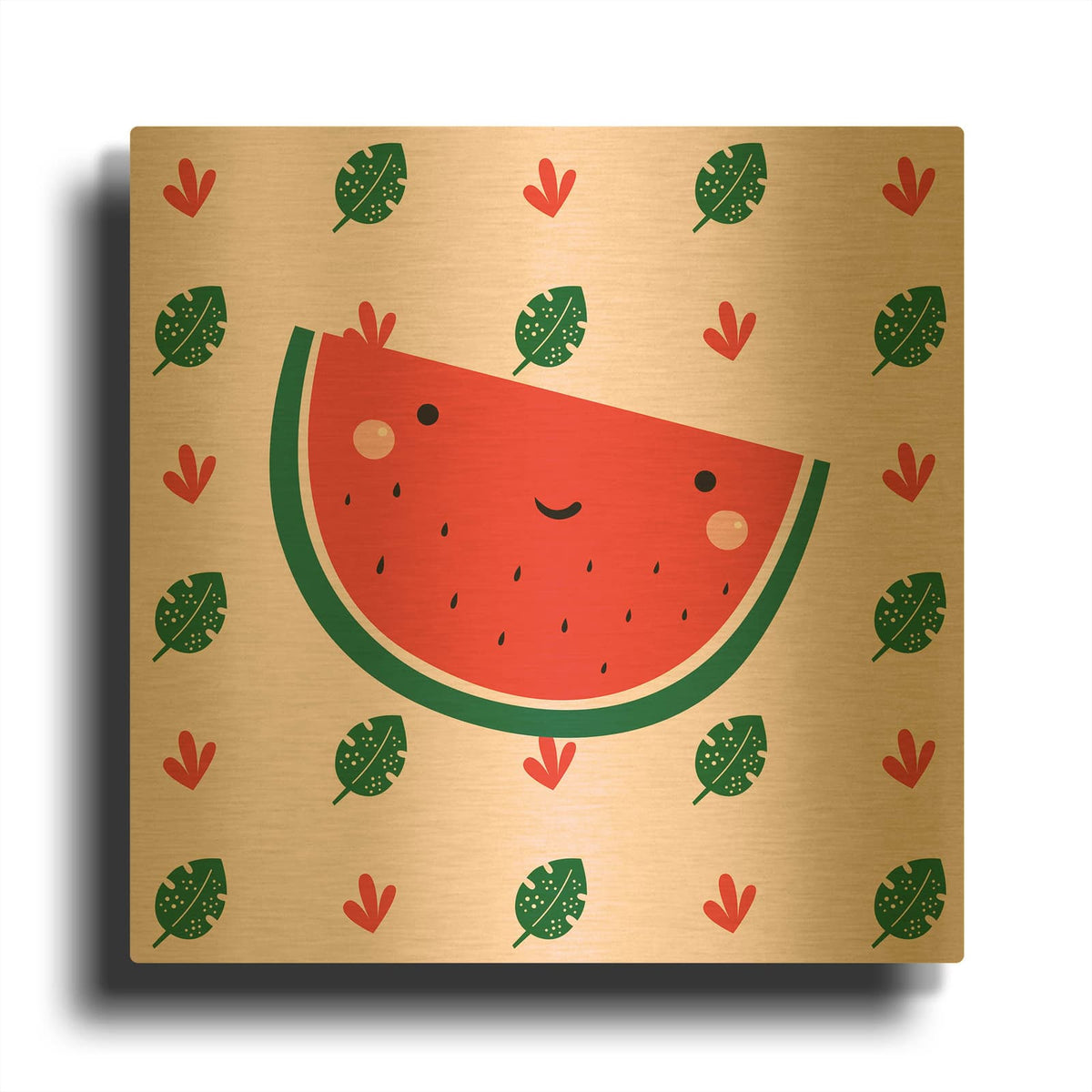 'Cute Watermelon' By Luxe Gold Metal Wall Art