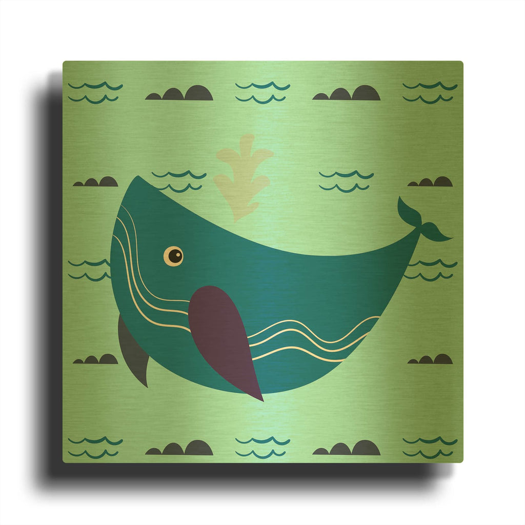 'Cute Whale 2' By Luxe Gold Metal Wall Art