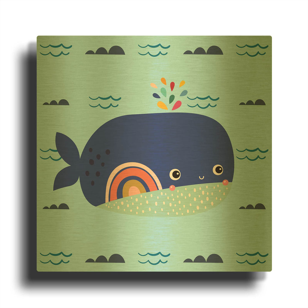 'Cute Whale' By Luxe Gold Metal Wall Art