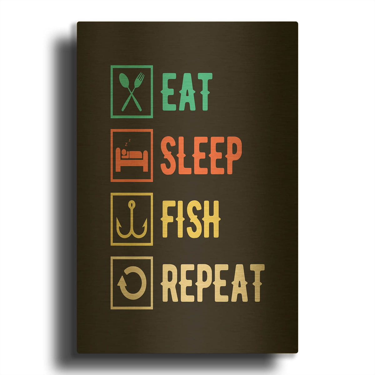 'Eat Sleep Fish Repeat' By Luxe Gold Metal Wall Art
