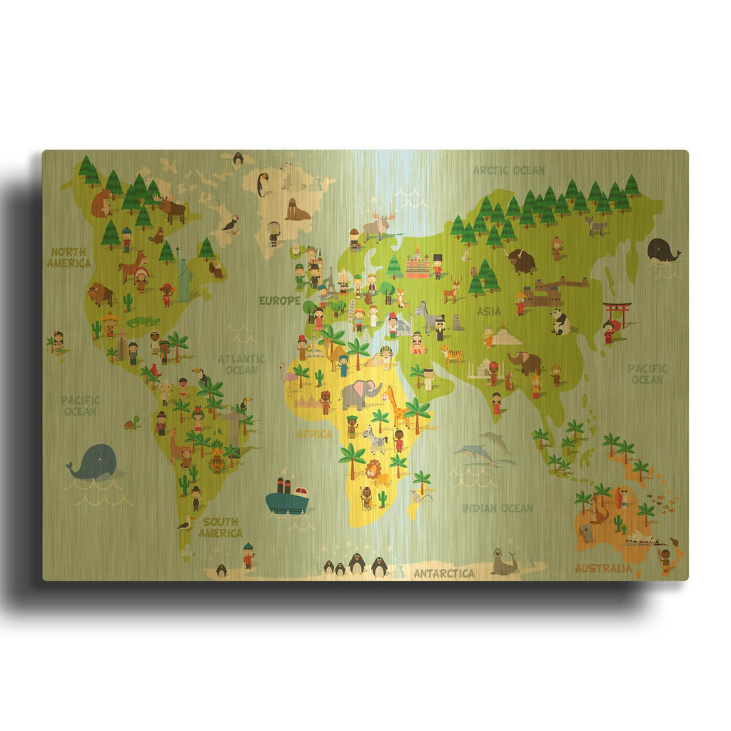 'Kids Map' By Luxe Gold Metal Wall Art
