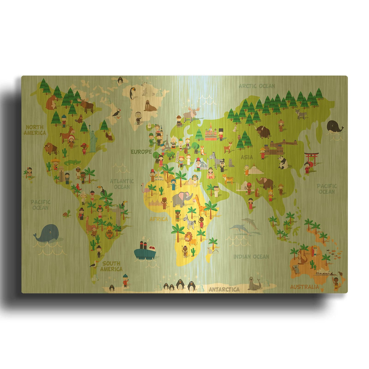 'Kids Map' By Luxe Gold Metal Wall Art