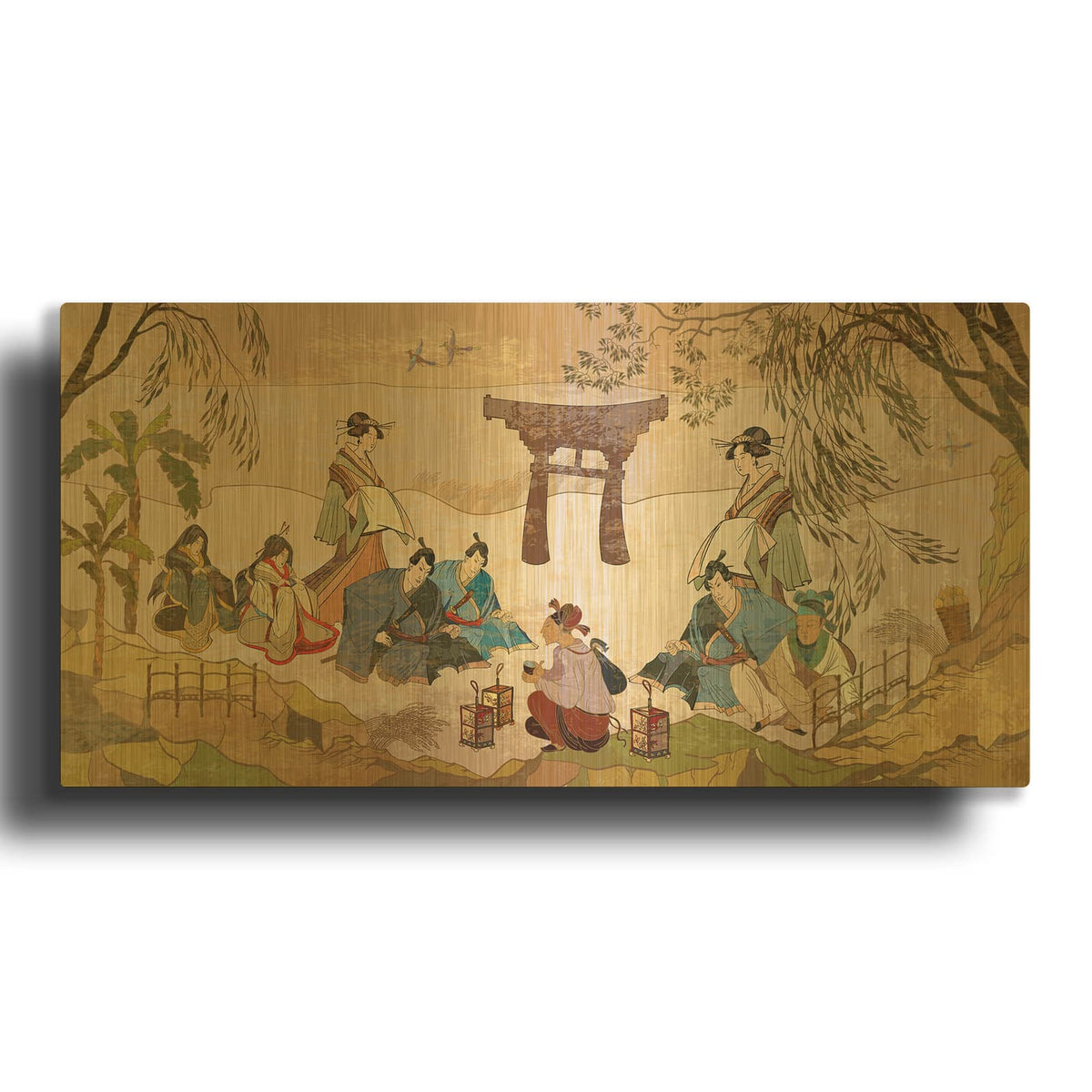 'Tea Ceremony Ancient Japan' By Luxe Gold Metal Wall Art