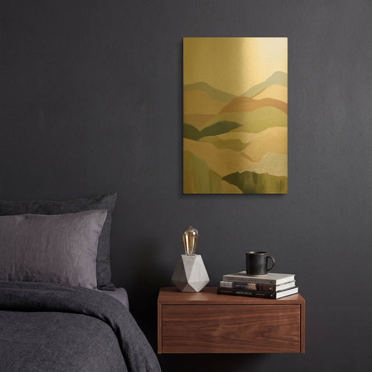 'Abstract Mountain 2' By Petals Prints Design Gold Metal Wall Art