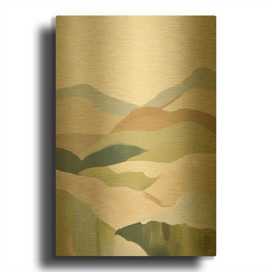 'Abstract Mountain 2' By Petals Prints Design Gold Metal Wall Art