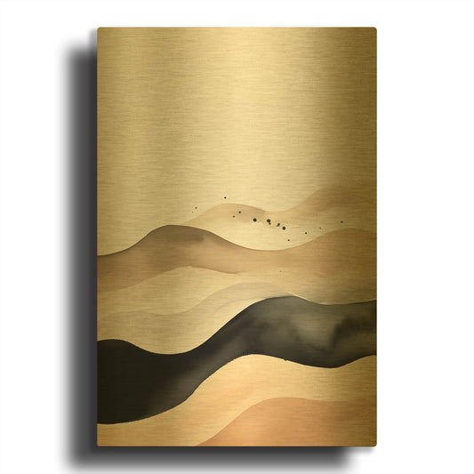 'Black & Beige Landscape 2' By Petals Prints Design Gold Metal Wall Art