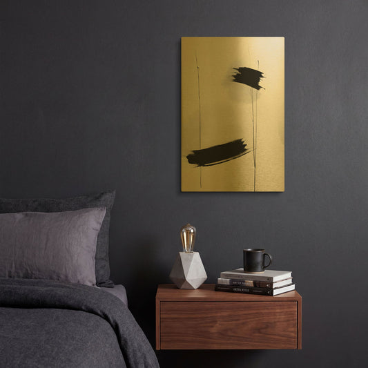 'Black & Neutral Abstract 8' By Petals Prints Design Gold Metal Wall Art