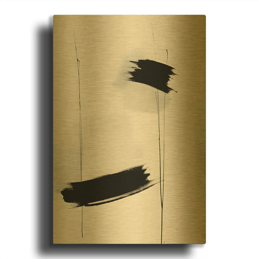 'Black & Neutral Abstract 8' By Petals Prints Design Gold Metal Wall Art