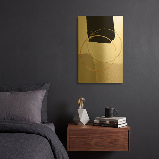 'Golden Abstract 10' By Petals Prints Design Gold Metal Wall Art
