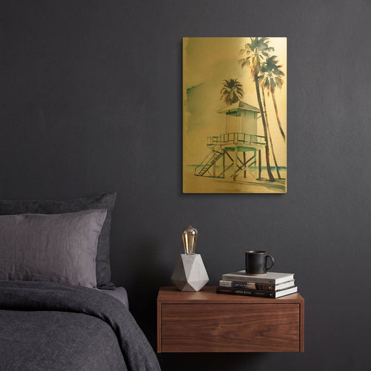 'Boho Beachy Lifeguard Stand 2' By Petals Prints Design Gold Metal Wall Art