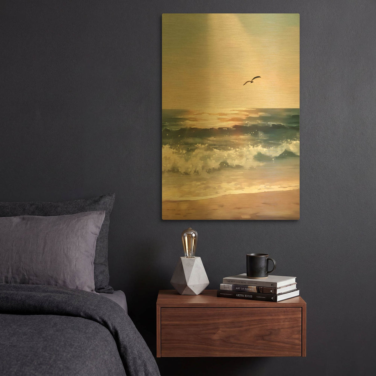 'Breaking Waves' By Petals Prints Design Gold Metal Wall Art