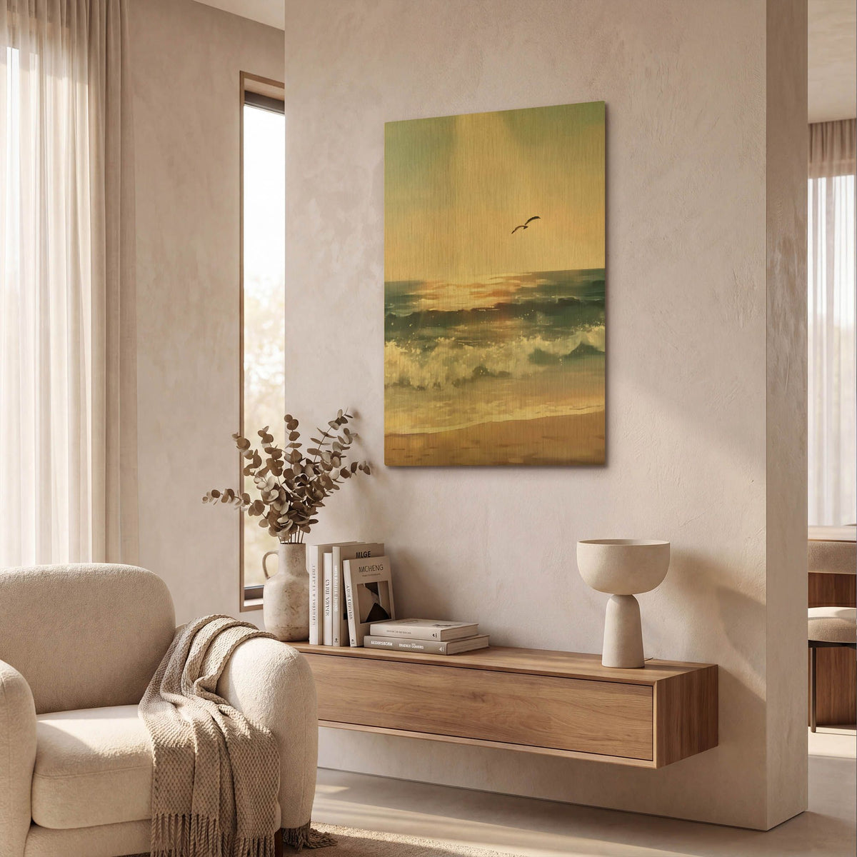 'Breaking Waves' By Petals Prints Design Gold Metal Wall Art