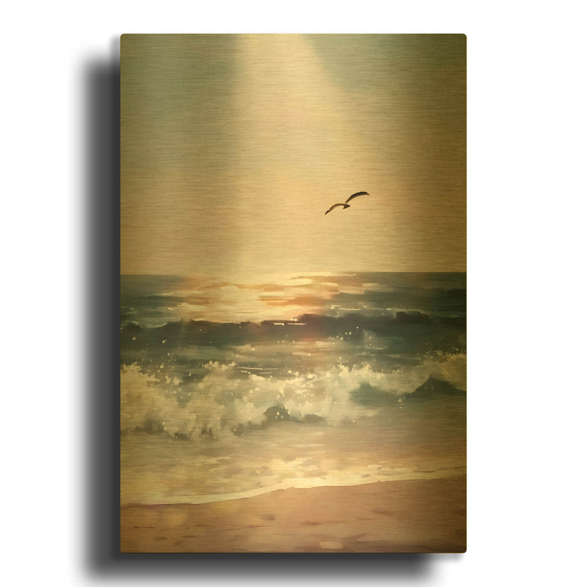 'Breaking Waves' By Petals Prints Design Gold Metal Wall Art