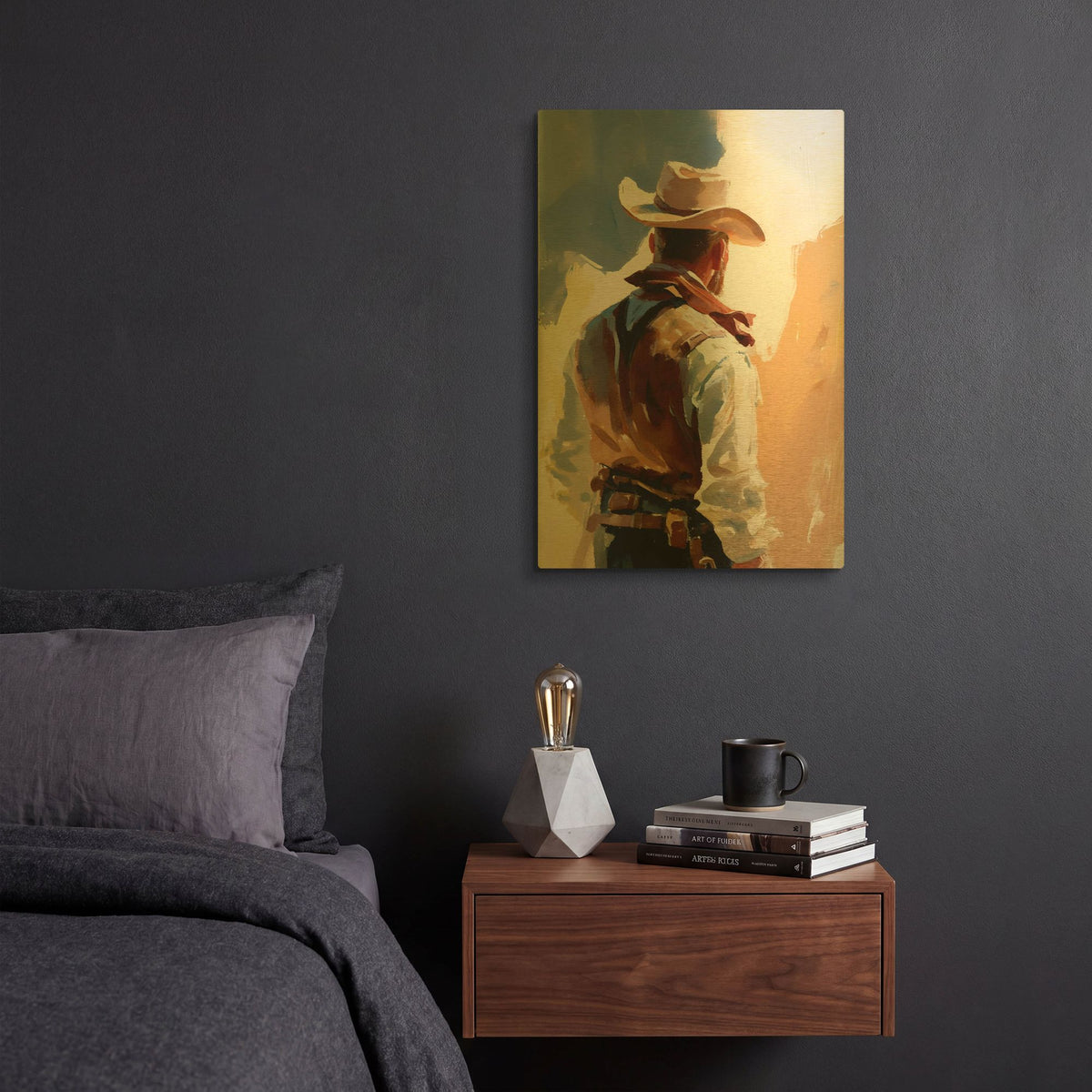 'Cowboy 2' By Petals Prints Design Gold Metal Wall Art