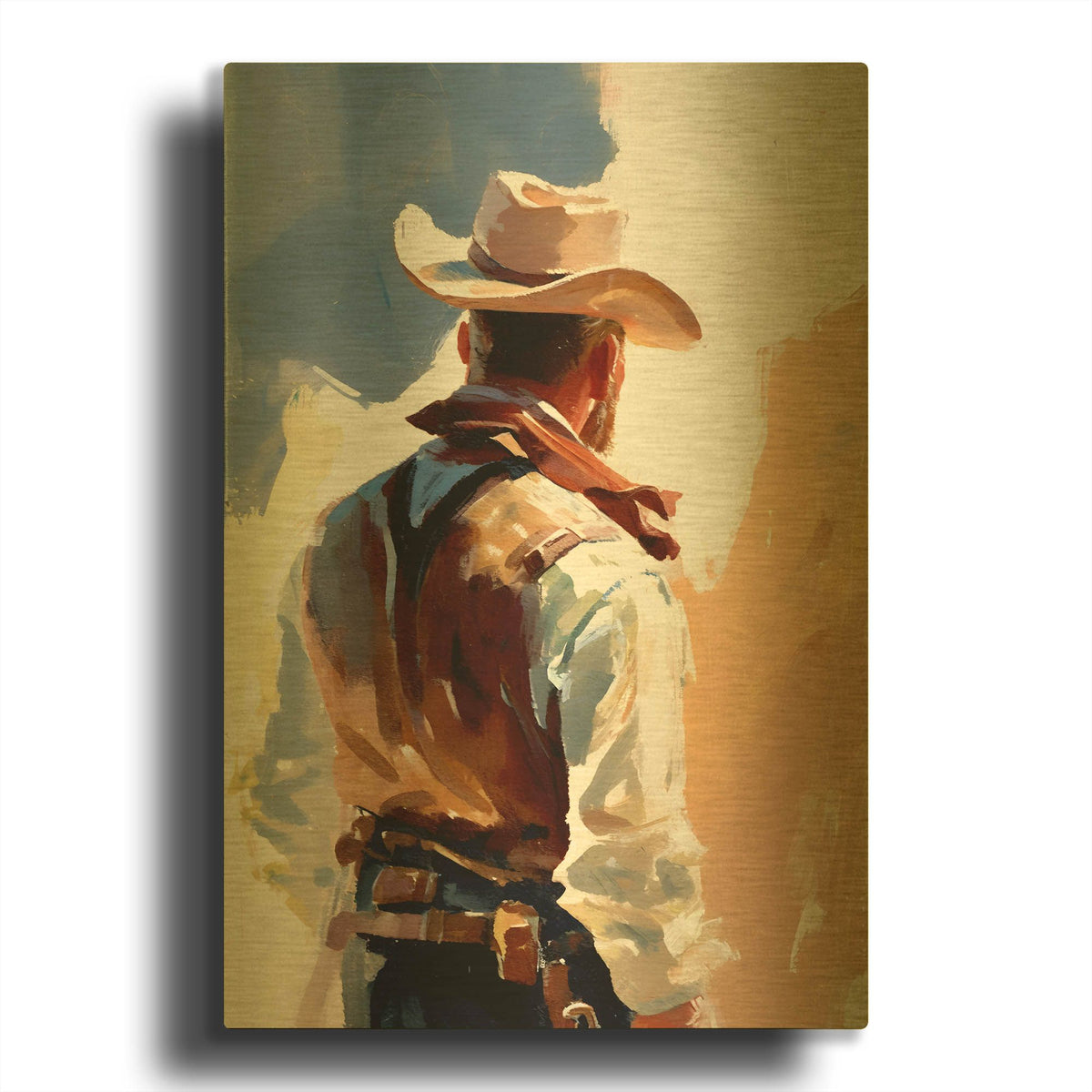 'Cowboy 2' By Petals Prints Design Gold Metal Wall Art