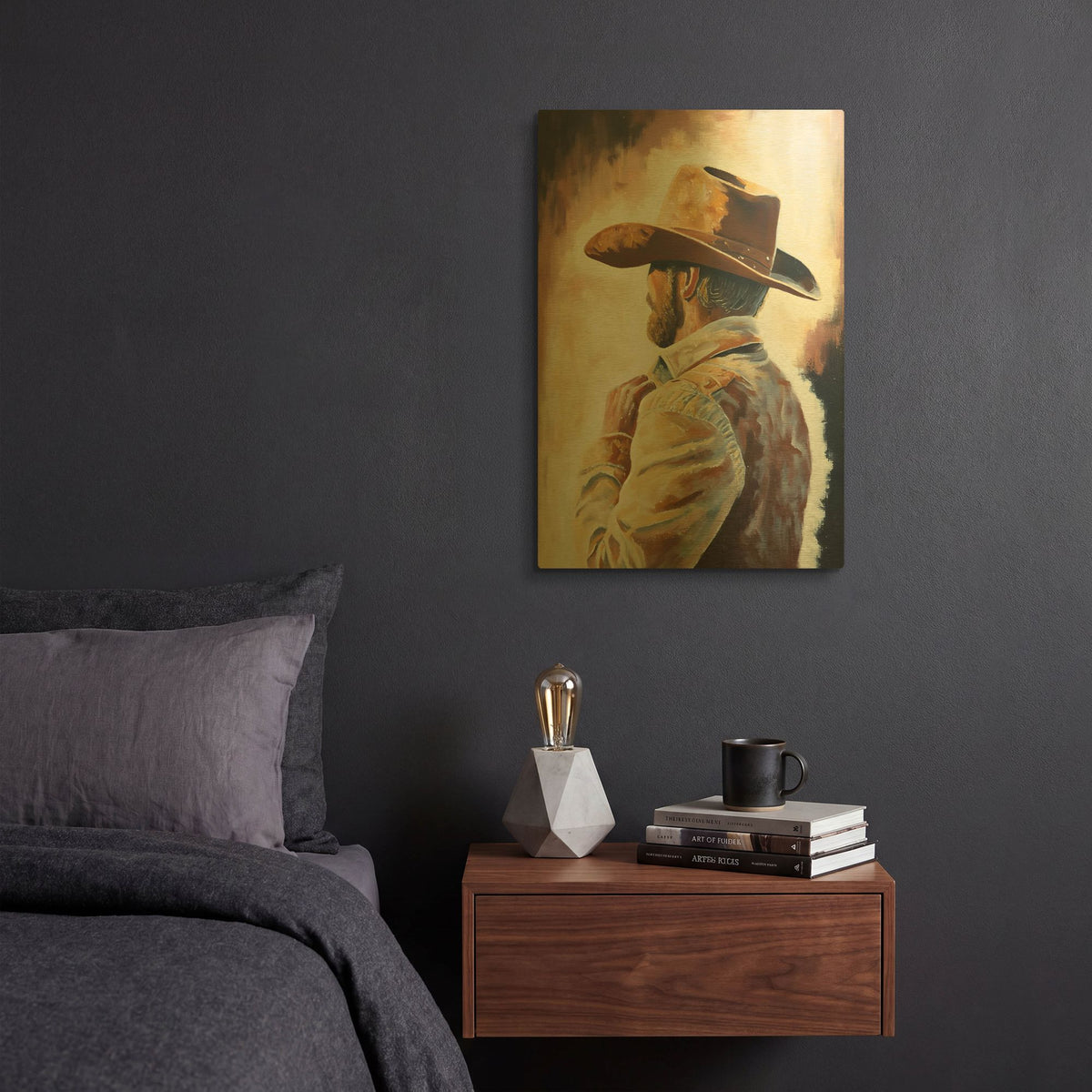 'Cowboy 4' By Petals Prints Design Gold Metal Wall Art