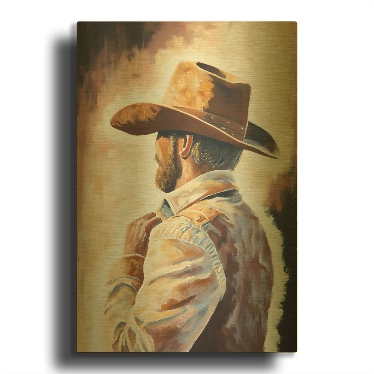 'Cowboy 4' By Petals Prints Design Gold Metal Wall Art