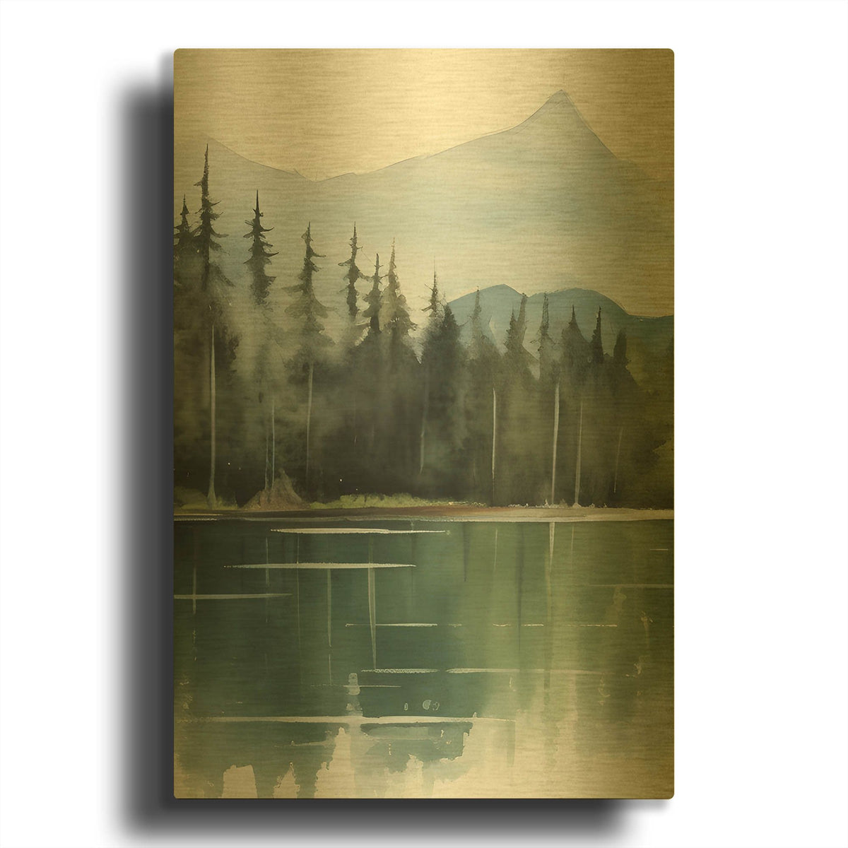 'Forest Landscape I' By Petals Prints Design Gold Metal Wall Art