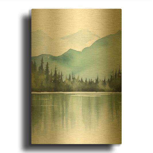 'Forest Landscape II' By Petals Prints Design Gold Metal Wall Art