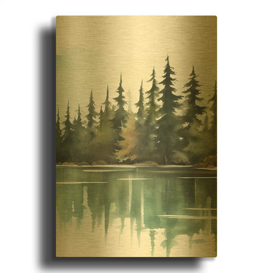 'Forest Landscape III' By Petals Prints Design Gold Metal Wall Art