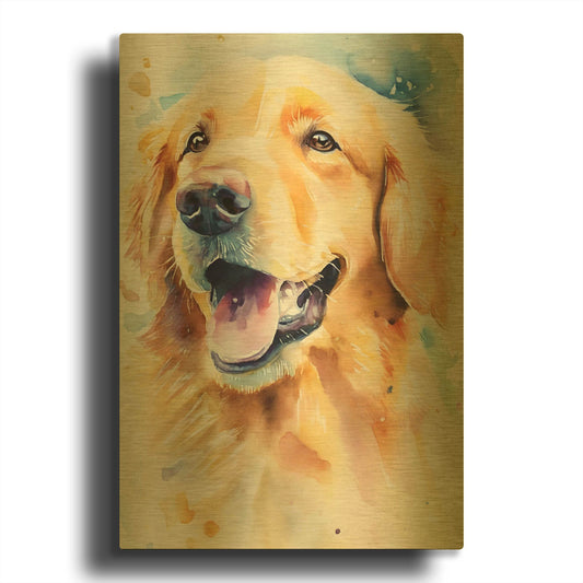 'Golden Retriever' By Petals Prints Design Gold Metal Wall Art