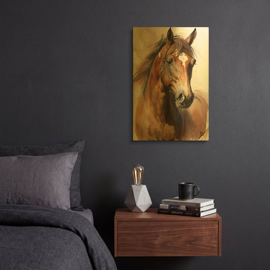 'Horse 1' By Petals Prints Design Gold Metal Wall Art
