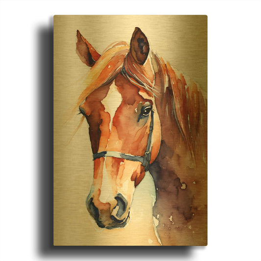 'Horse 2' By Petals Prints Design Gold Metal Wall Art