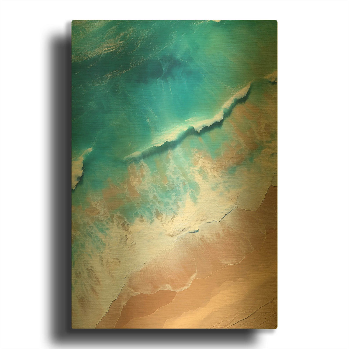 'Indigo Aerial Beach 1' By Petals Prints Design Gold Metal Wall Art