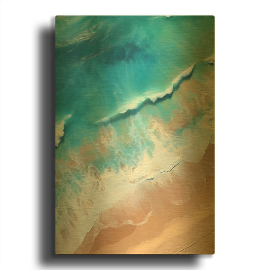 'Indigo Aerial Beach 1' By Petals Prints Design Gold Metal Wall Art