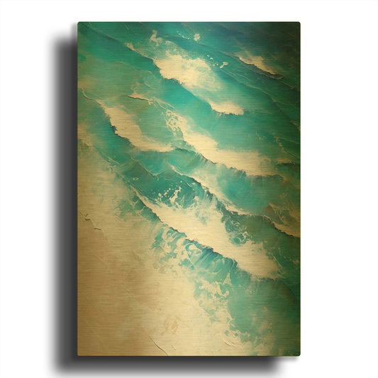'Indigo Aerial Beach 2' By Petals Prints Design Gold Metal Wall Art