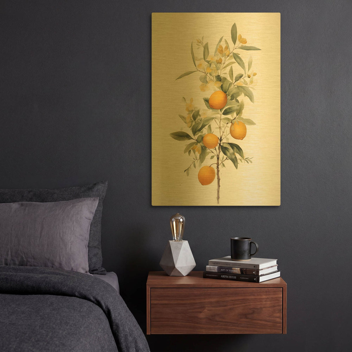 'Botanical Fruit 3' By Petals Prints Design Gold Metal Wall Art
