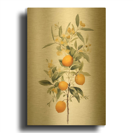 'Botanical Fruit 3' By Petals Prints Design Gold Metal Wall Art
