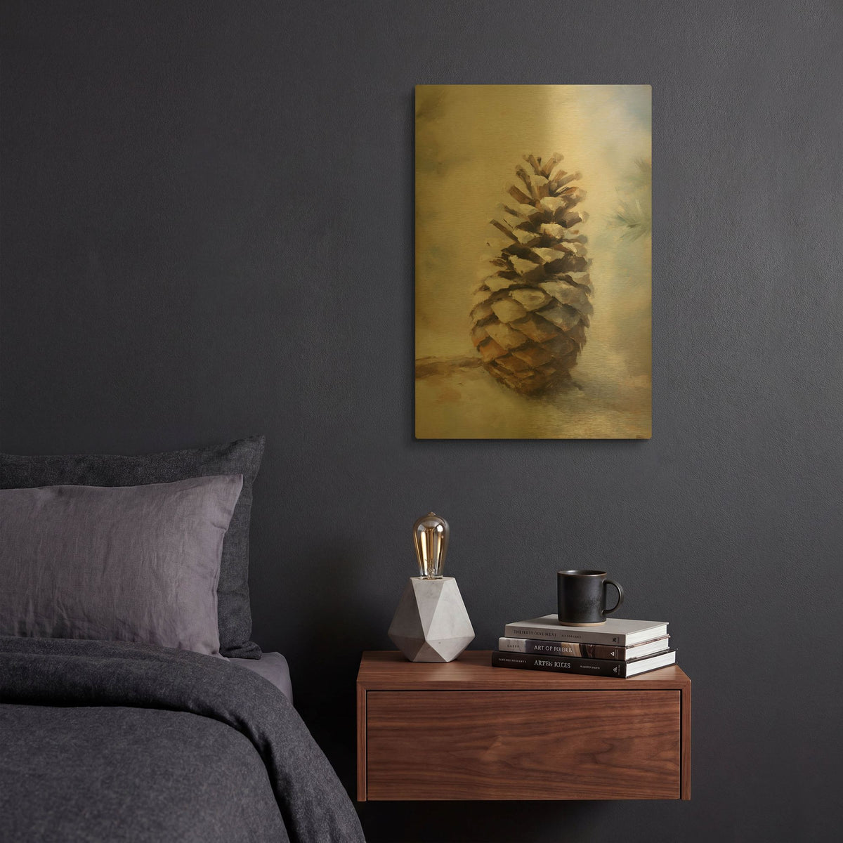 'Pinecone 1' By Petals Prints Design Gold Metal Wall Art