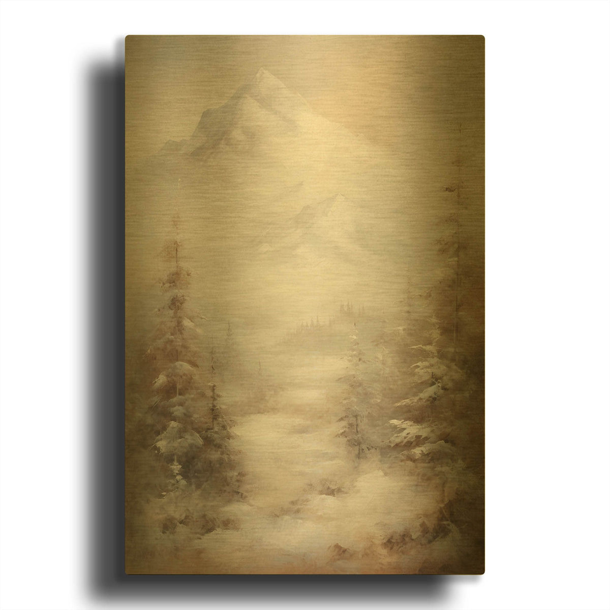 'Snowy Forest I' By Petals Prints Design Gold Metal Wall Art