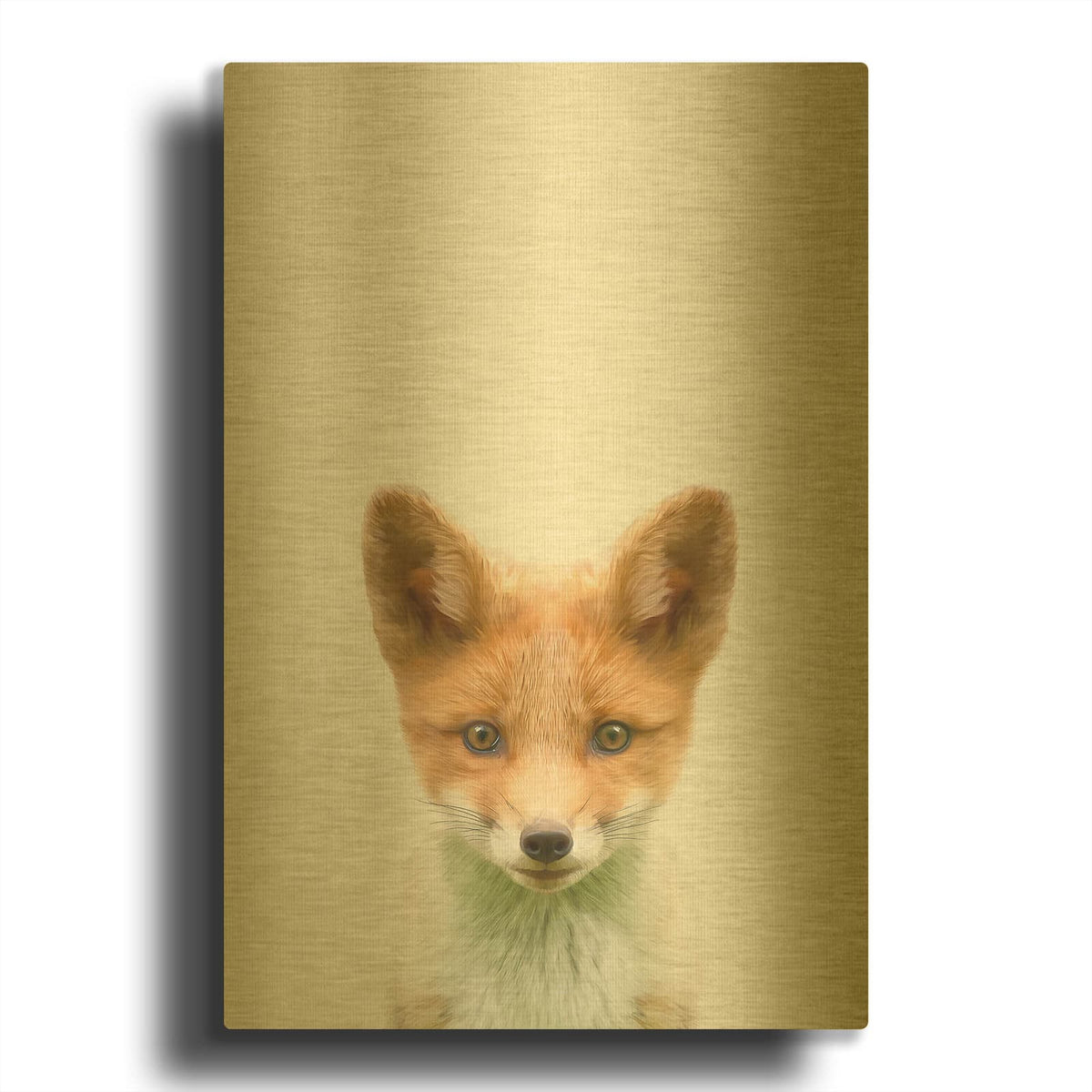 'Baby Fox' By Tai Prints Gold Metal Wall Art