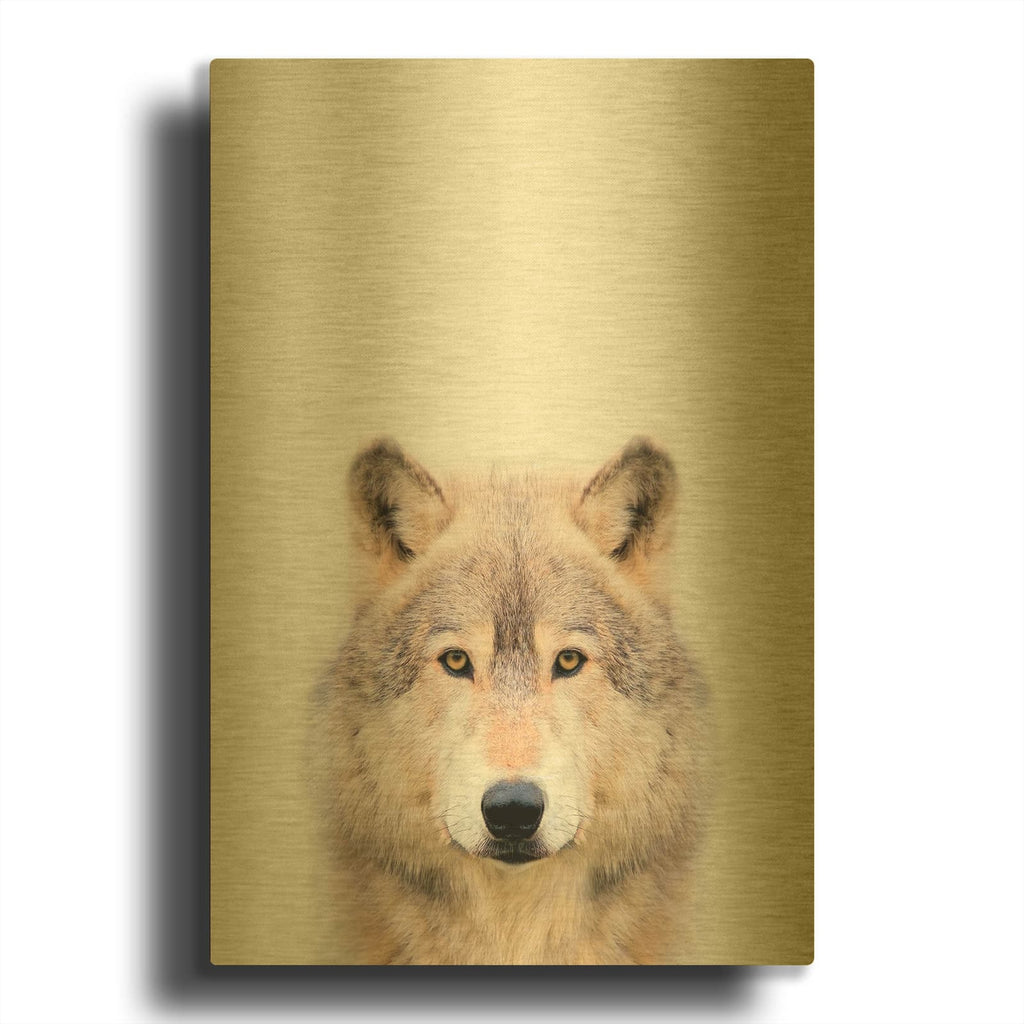 'Wolf' By Tai Prints Gold Metal Wall Art
