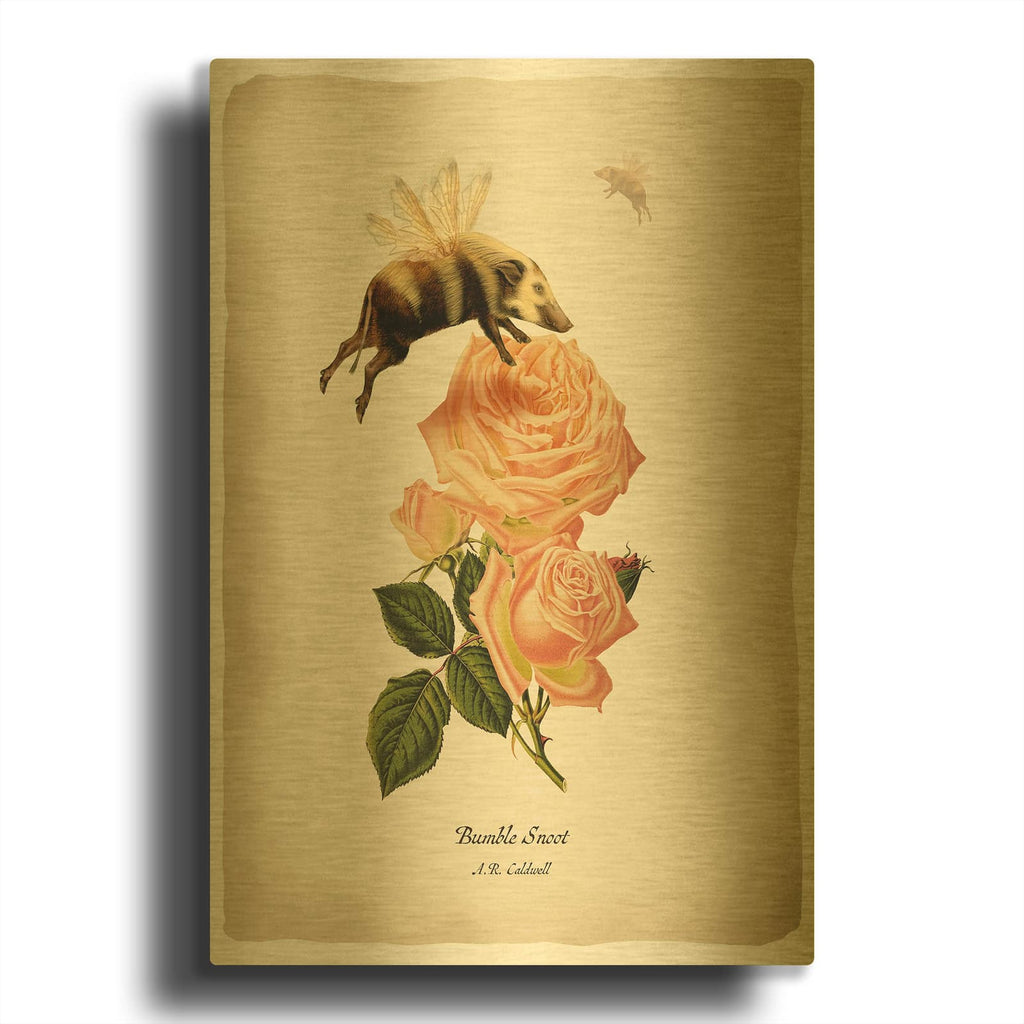 'Bumblesnoot' By Angela Tannehill Gold Metal Wall Art