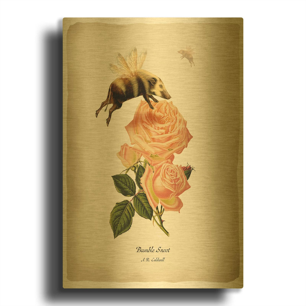 'Bumblesnoot' By Angela Tannehill Gold Metal Wall Art