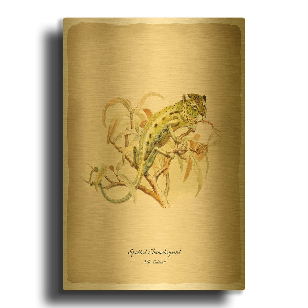 'Chameleopard' By Angela Tannehill Gold Metal Wall Art